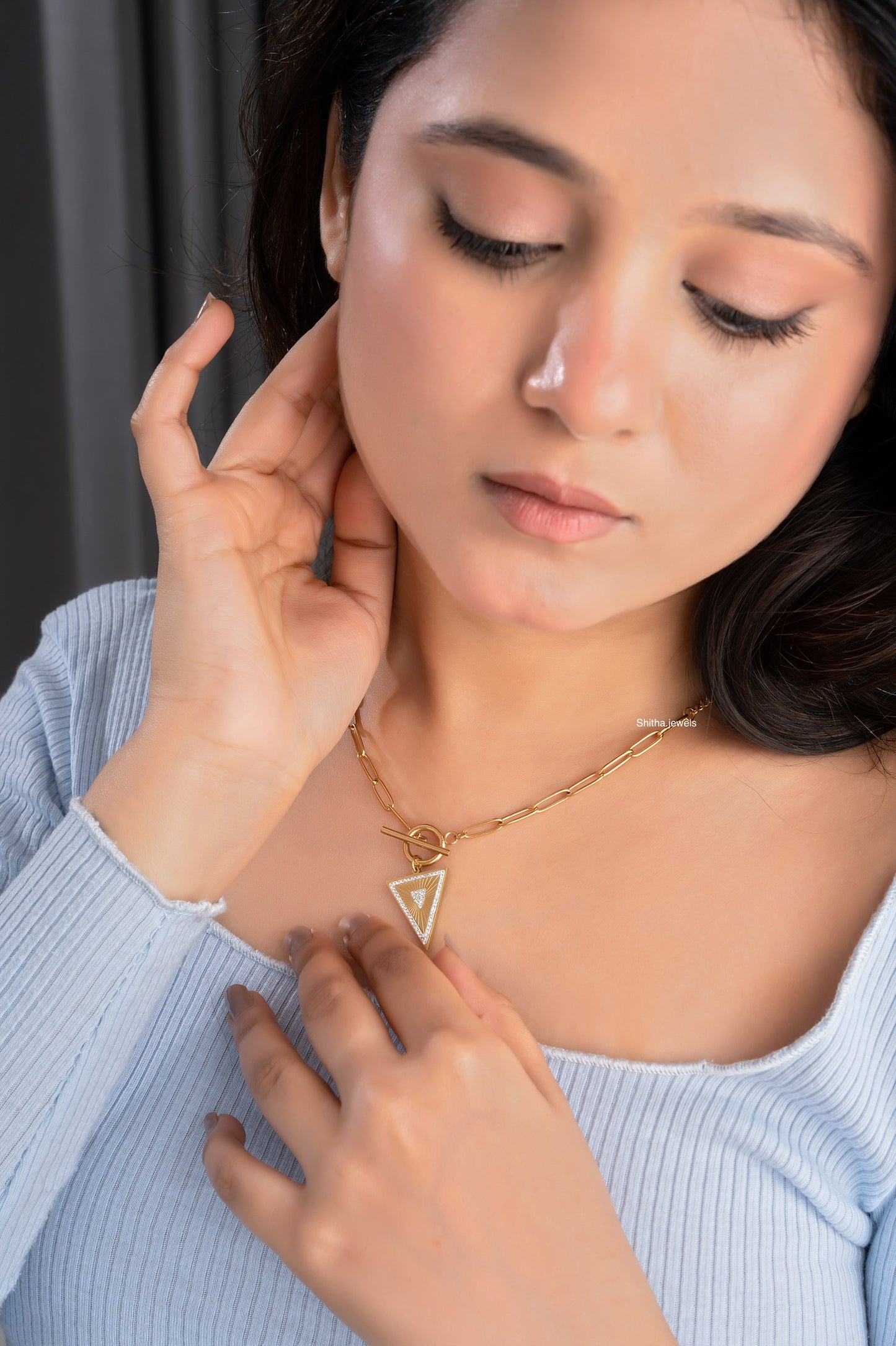 Solid Gold Triangle Necklace