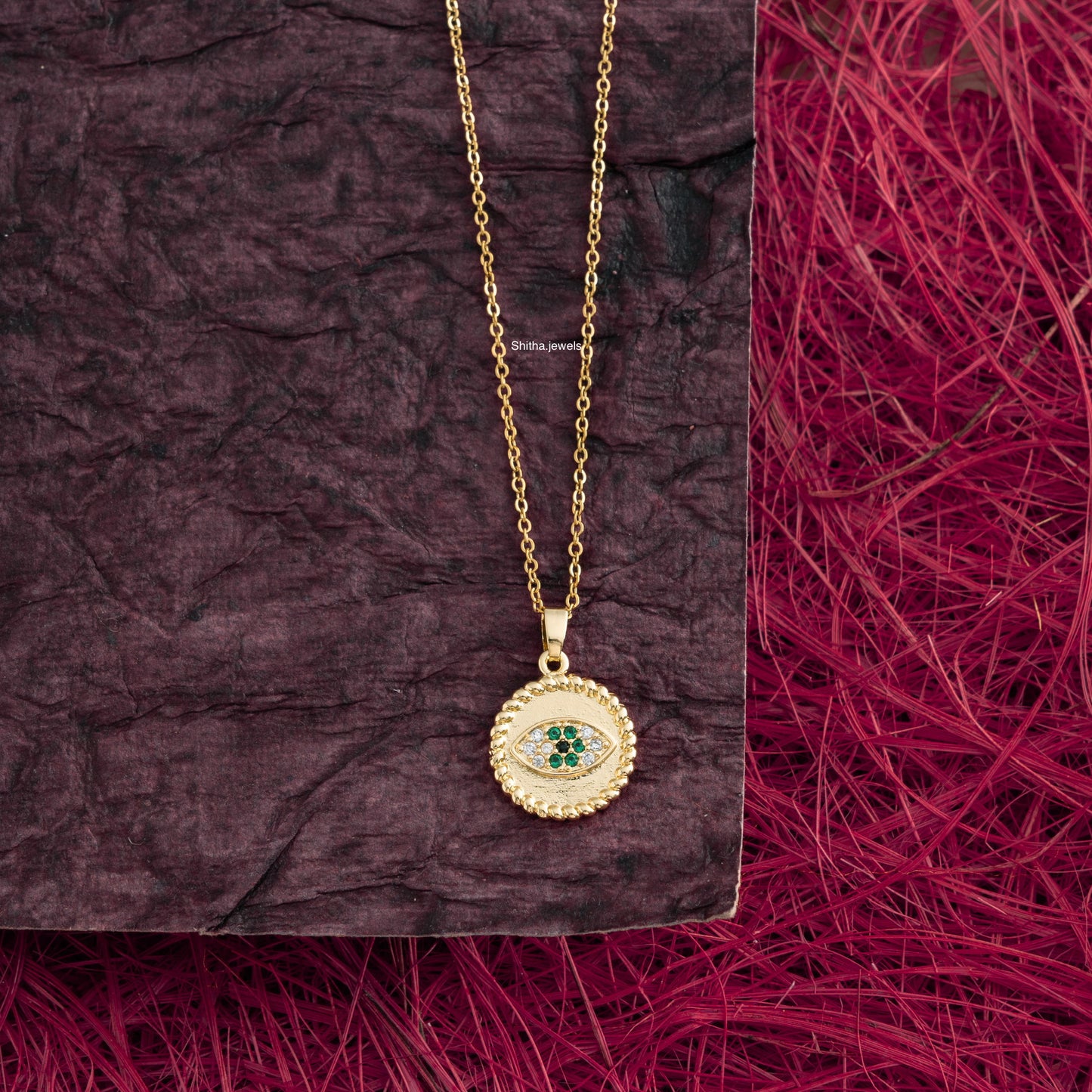 Gold Coin Evil Eye Necklace