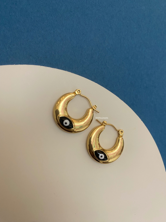 Black Evil Eye Hoops