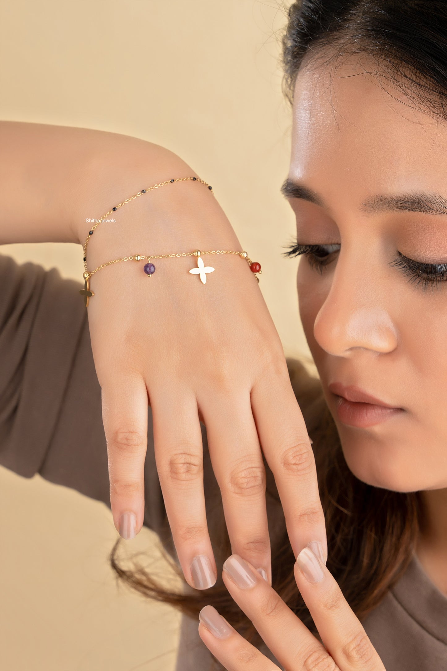 Gold Flower Layered Bracelet