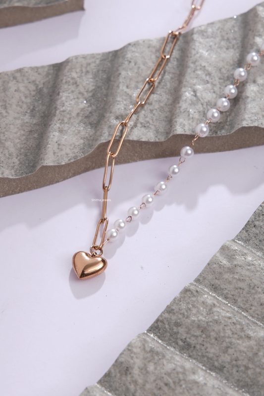 Half Pearl - Half Paperclip Necklace