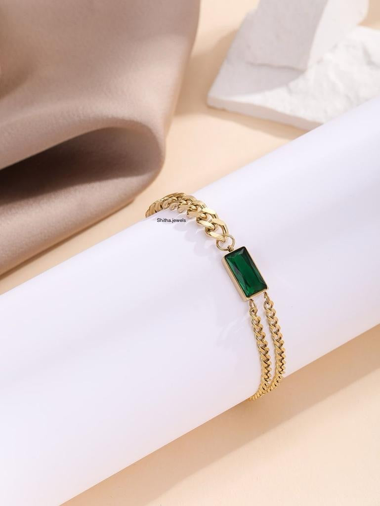 Vintage Mixed Green Emerald Bracelet(Gold)