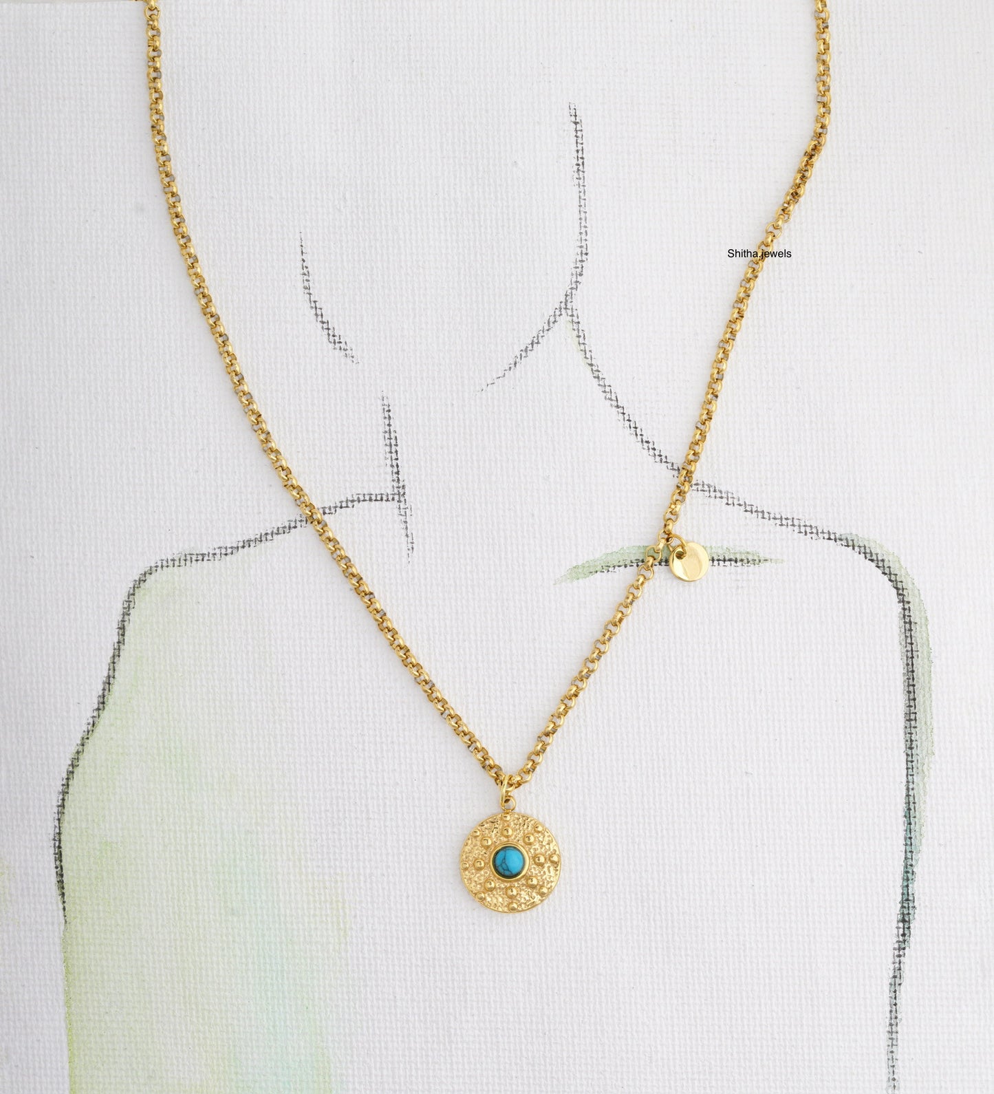 Blue Opal Disc Necklace