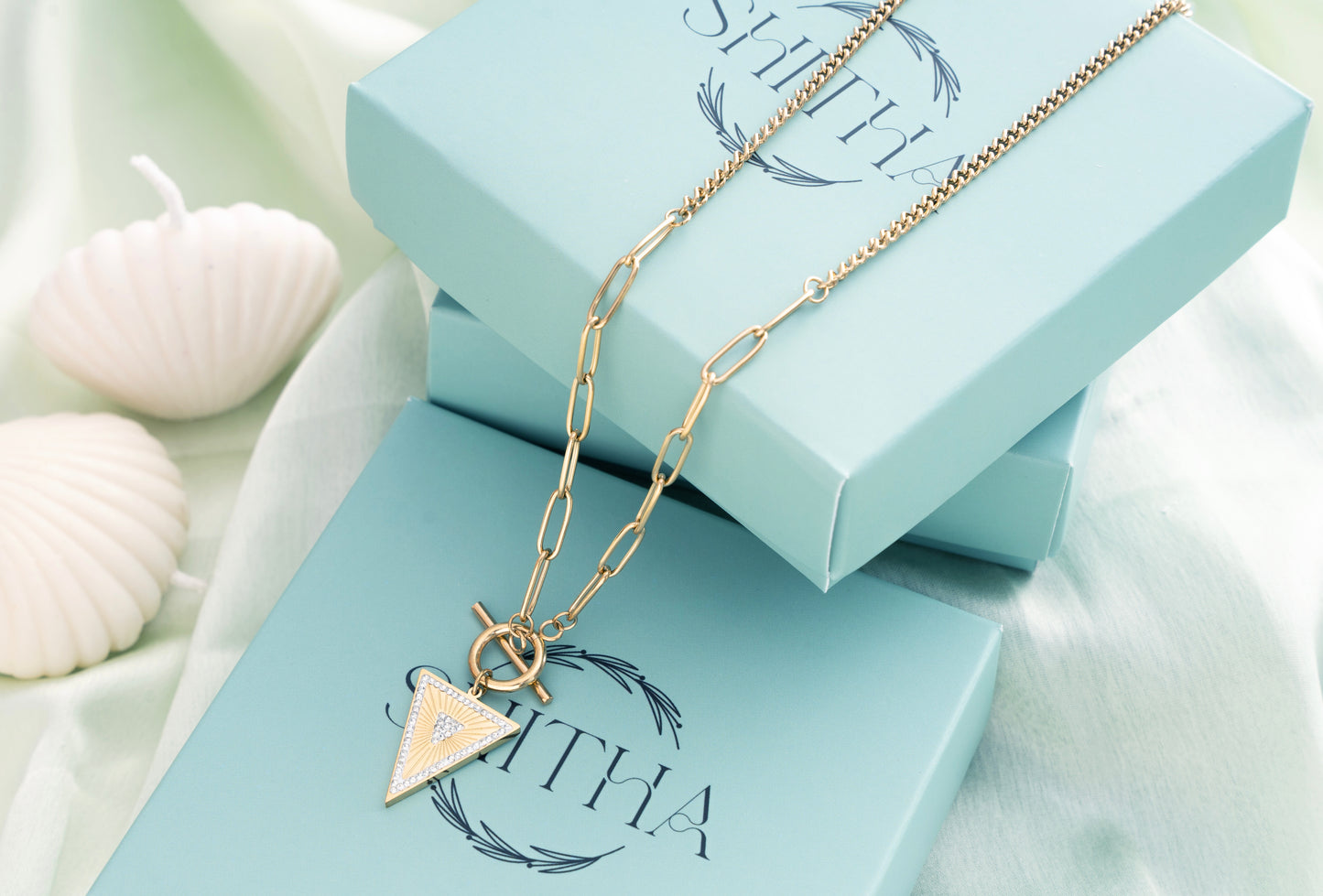 Solid Gold Triangle Necklace